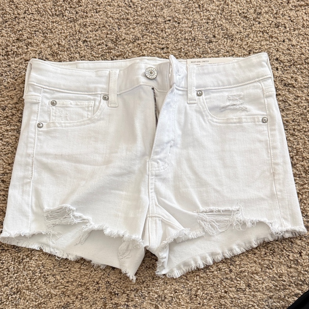 American Eagle Outfitters White Distressed Denim Cutoff Shorts